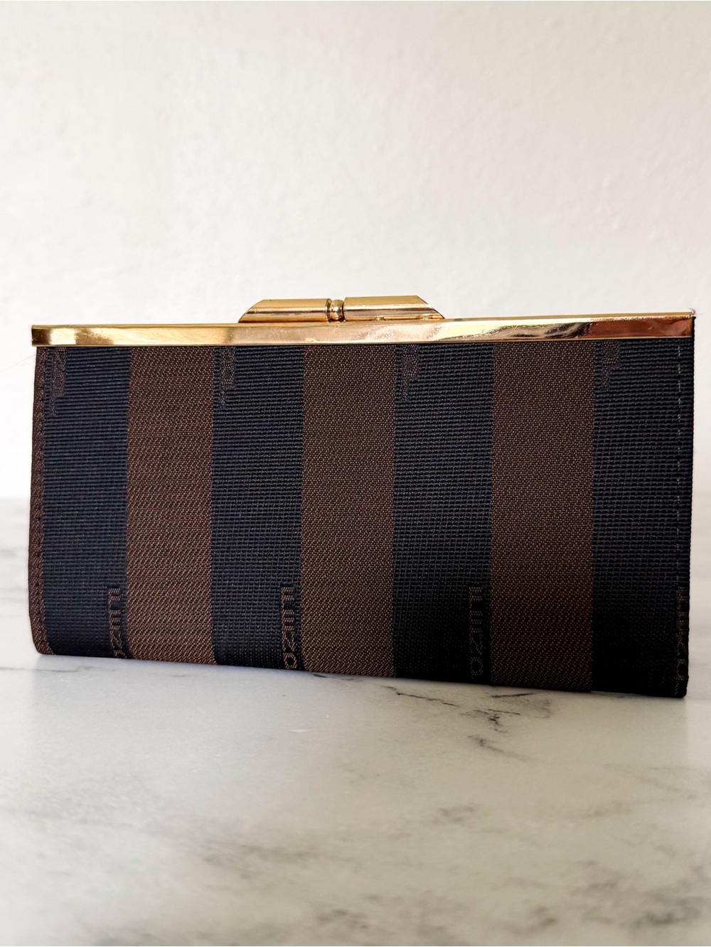 Vintage Small Fendi Pequin Striped Snap Top Coin Wallet - Picture 5 of 7